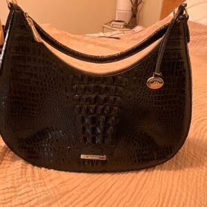Brahmin Black Alligator Embossed Leather Bekka Handbag